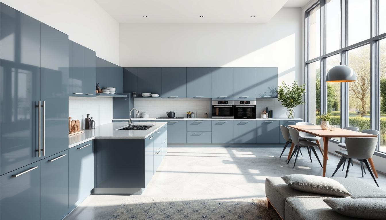 blue and gray kitchen