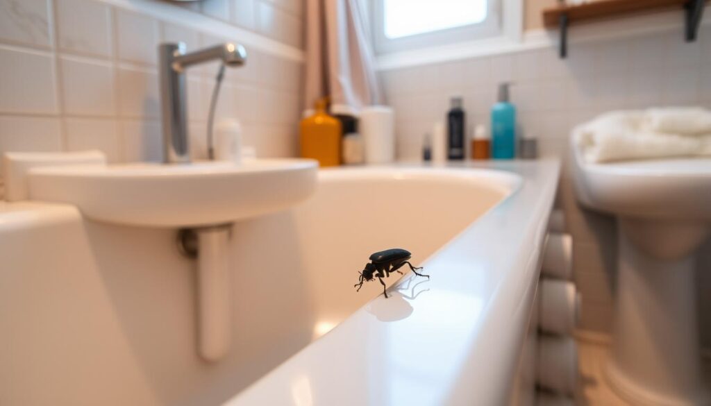 diminutive bugs in half bath