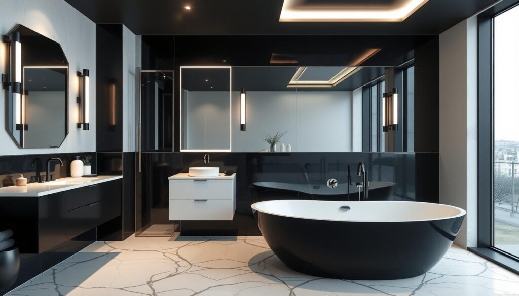 modern black and white bathroom