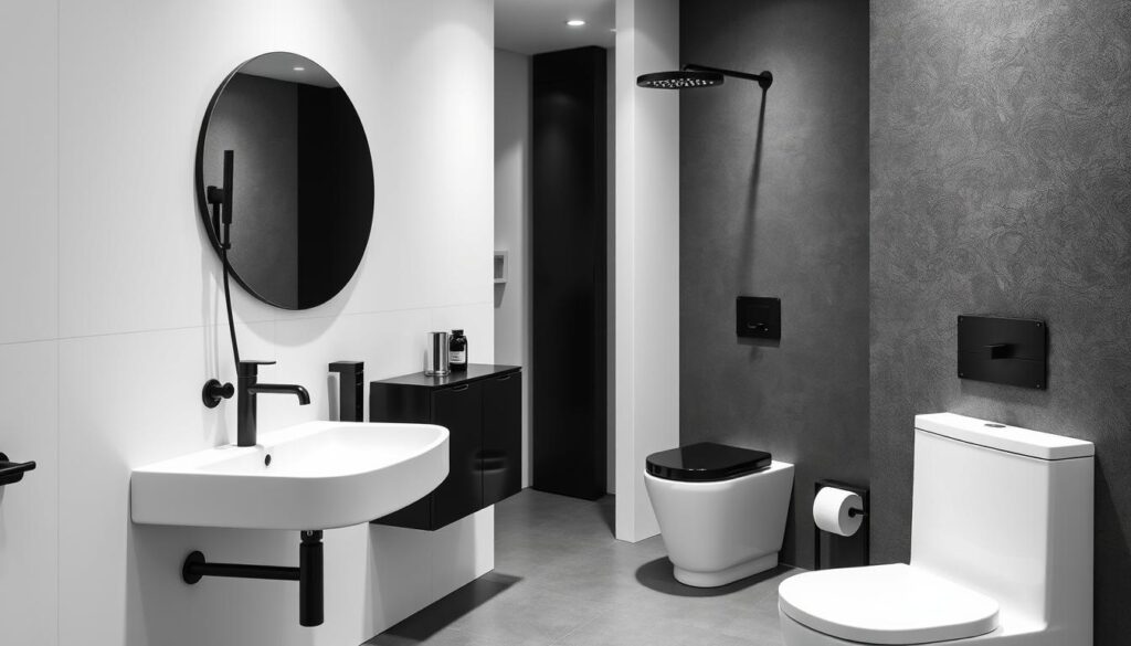 monochrome bathroom fixtures