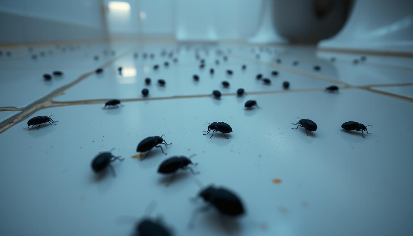 small black bugs in bathroom