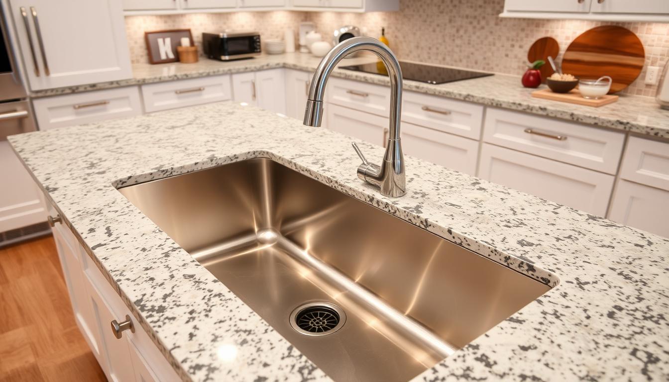 white cabinets and granite countertops